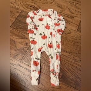 Pink Chicken Pumpkin Print Kids Pajama Footies